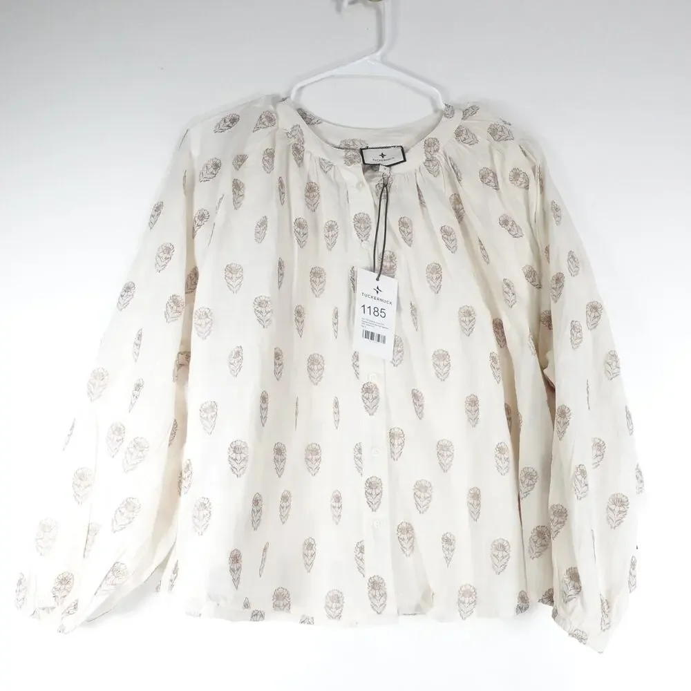 New Tuckernuck Orchid Echo Cotton Jacquard Cream Sawyer Blouse Boho Coastal $188
